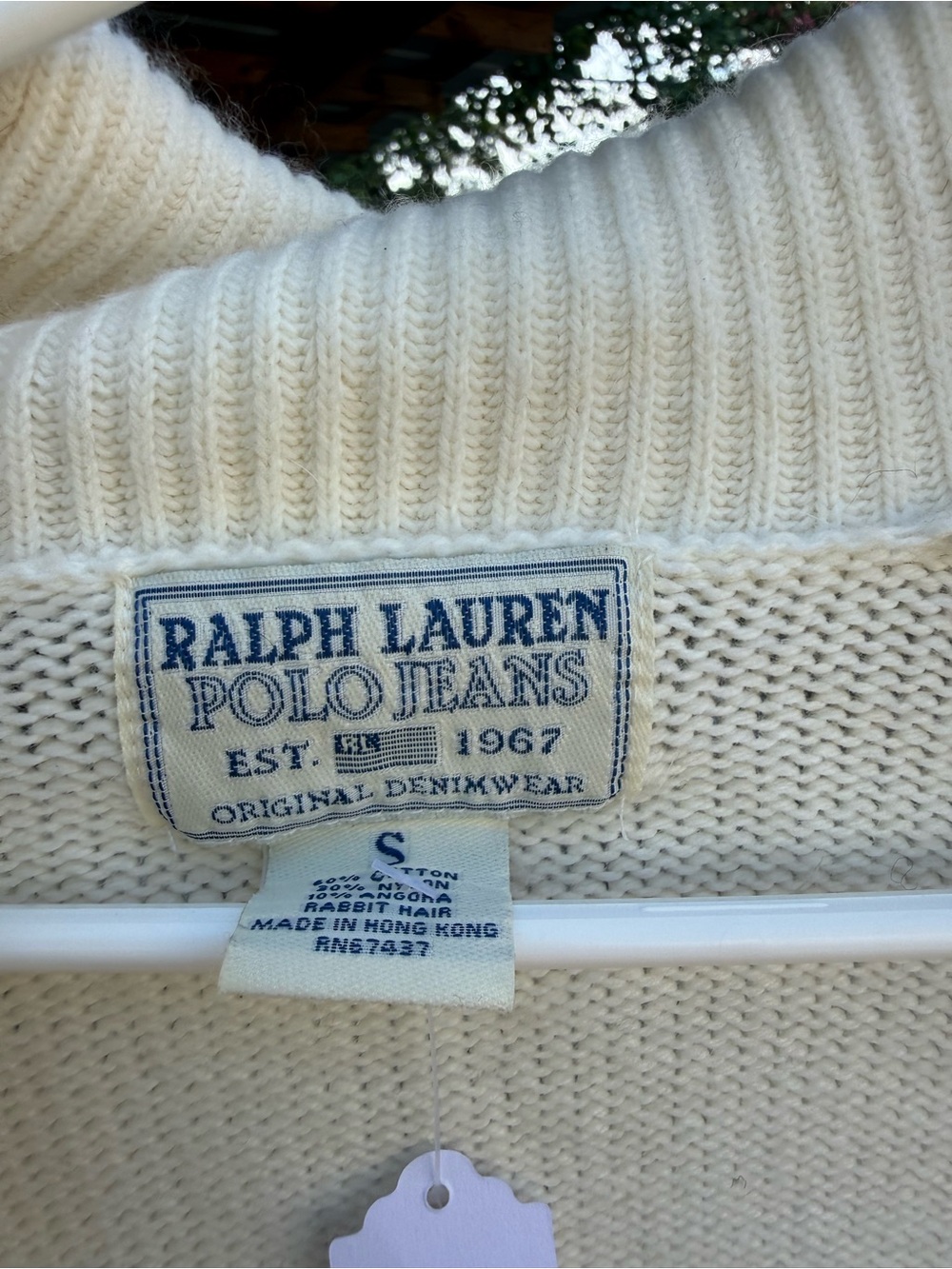 Ralph Lauren Polo Jeans Cream Ribbed Crew Sweater